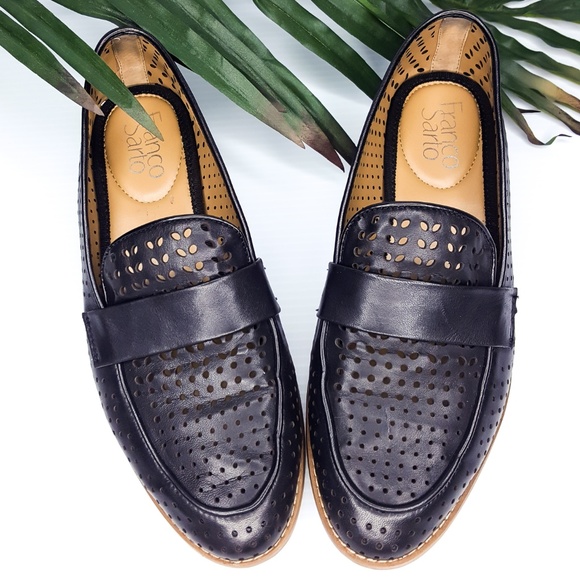Franco Sarto Hudley Black Perforated Loafers 7M - Picture 2 of 5